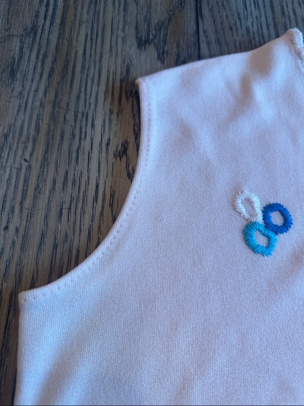 Vintage 60s/70s Handmade Embroidered Knit Shell Vest - Pink -Metal Back Zip XL/L - Picture 10 of 11